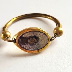 Vintage 80's Fused Dichroic Mosaic Glass Brass Bracelet